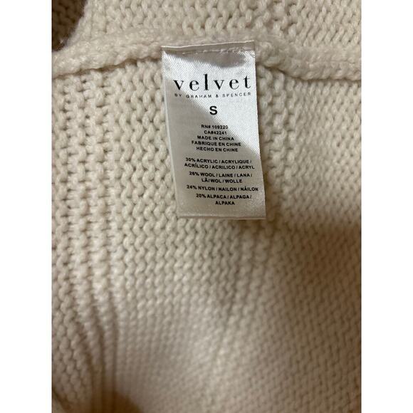 Velvet by Graham & Spencer Cozy Wool Blend Cottagecore Fisherman Sweater Size S - Picture 11 of 11